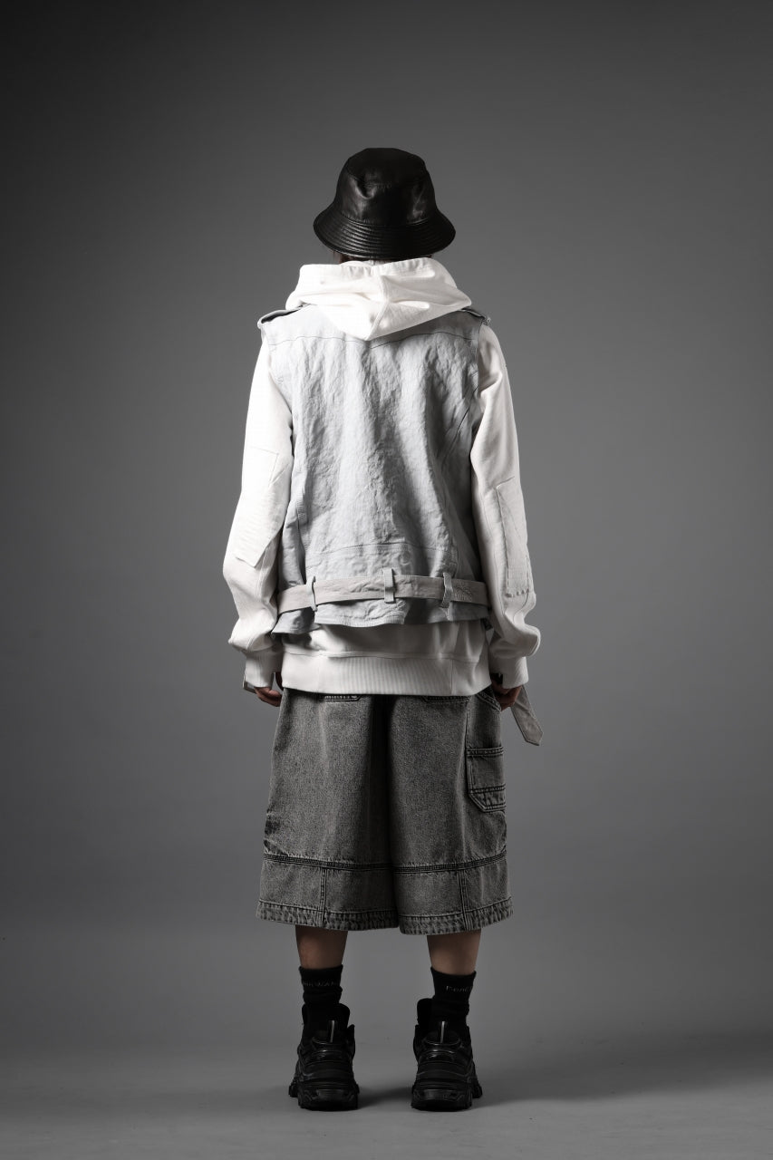 画像をギャラリービューアに読み込む, ISAMU KATAYAMA BACKLASH JP-CALF NATURAL DYED GARMENT-WASH DOUBLE RIDERS VEST (WHITE)
