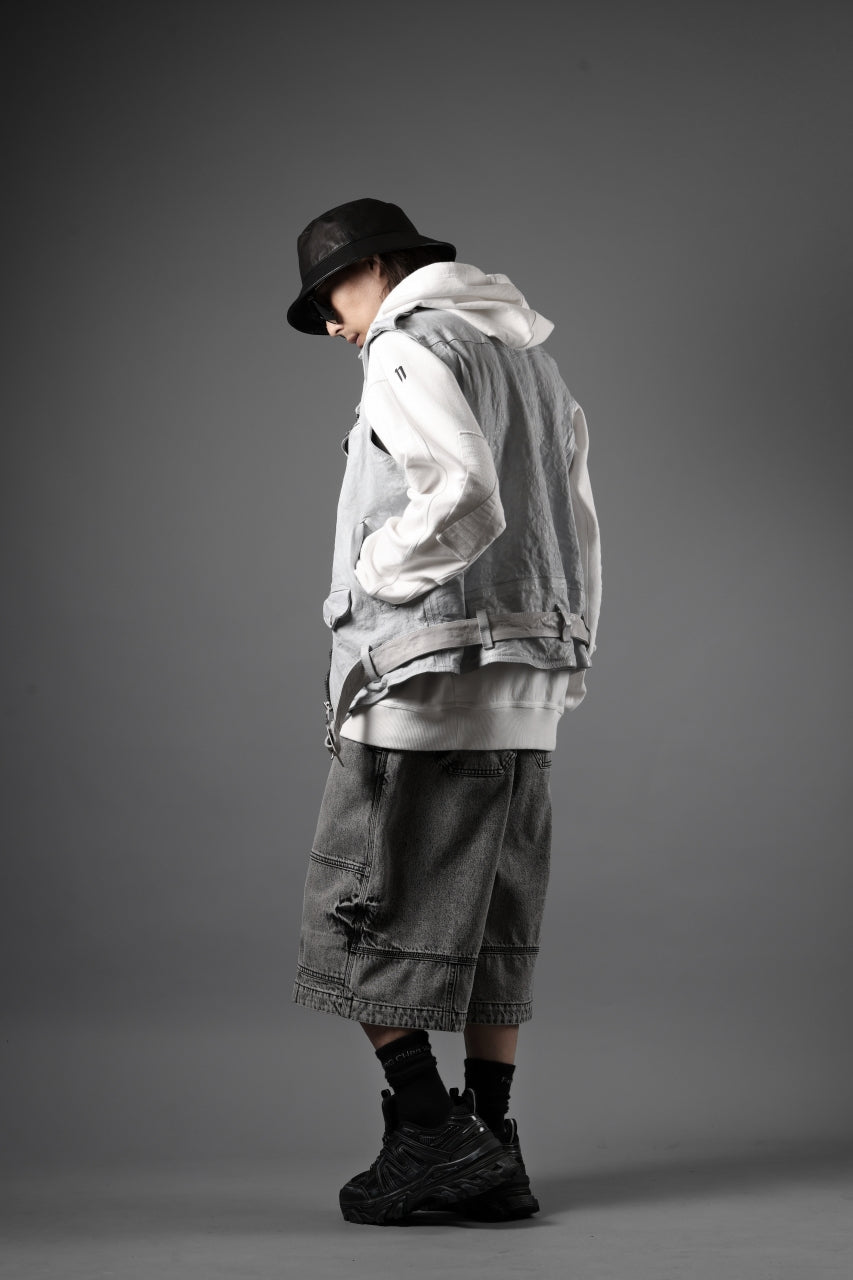 画像をギャラリービューアに読み込む, ISAMU KATAYAMA BACKLASH JP-CALF NATURAL DYED GARMENT-WASH DOUBLE RIDERS VEST (WHITE)