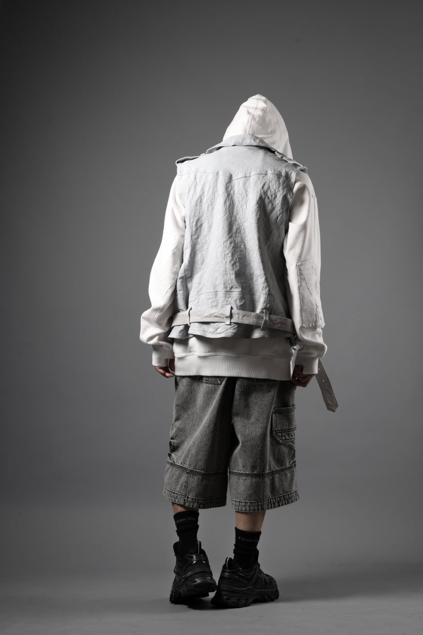 画像をギャラリービューアに読み込む, ISAMU KATAYAMA BACKLASH JP-CALF NATURAL DYED GARMENT-WASH DOUBLE RIDERS VEST (WHITE)