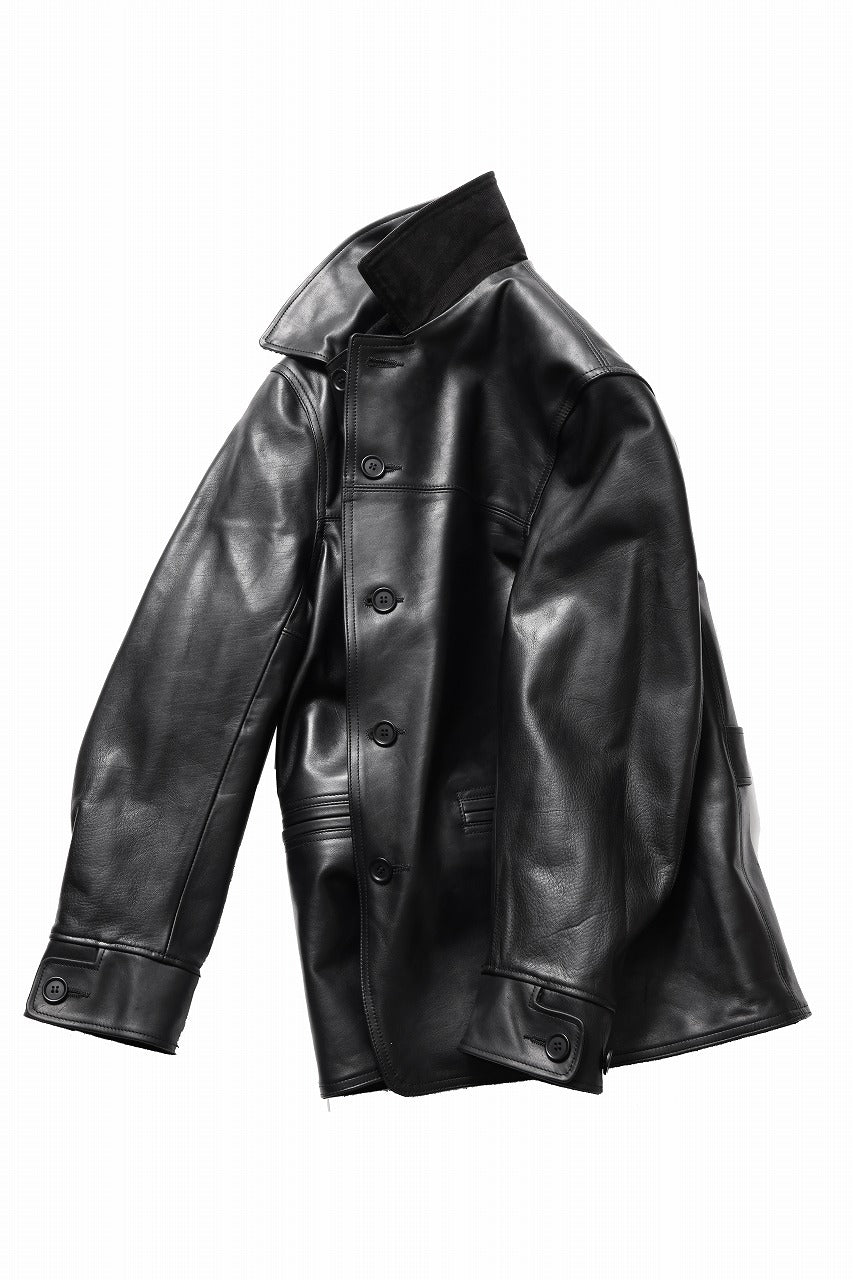 画像をギャラリービューアに読み込む, Y's for men x MASSES LEATHER CAR COAT / MA HORSE LEATHER (BLACK)