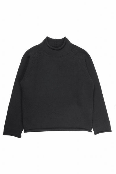 Y's for men x MASSES MOCK NECK PULL OVER / WOOL KNIT (BLACK)