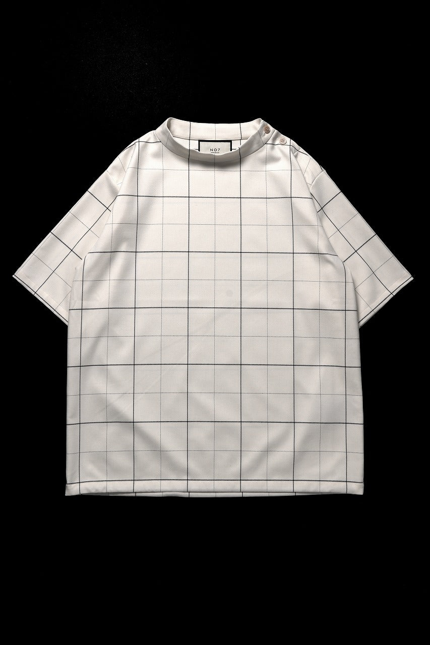 画像をギャラリービューアに読み込む, N/07 exclusive MOCK NECK HALF SLEEVE PULLOVER / WINDOWPANE CHECK TR TWILL (IVORY)