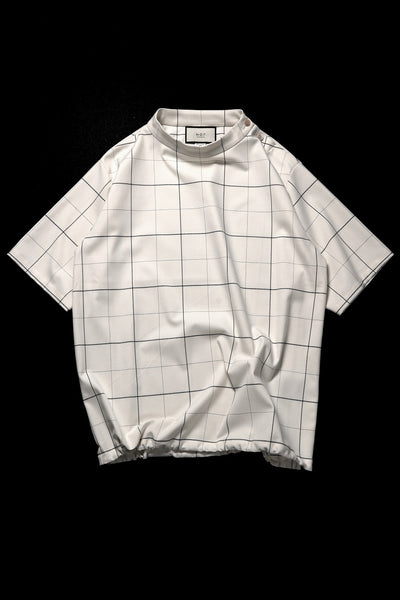 N/07 exclusive MOCK NECK HALF SLEEVE PULLOVER / WINDOWPANE CHECK TR TWILL (IVORY)