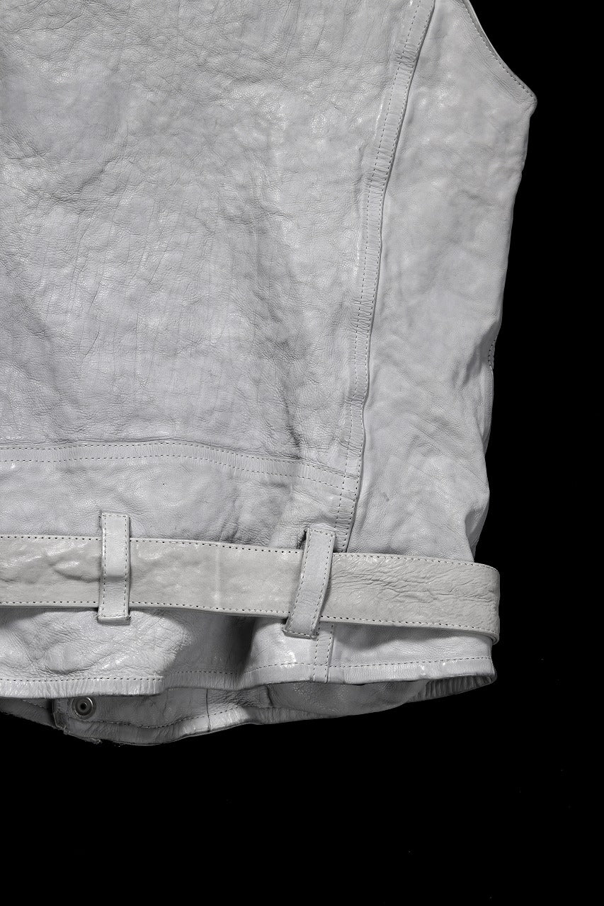 画像をギャラリービューアに読み込む, ISAMU KATAYAMA BACKLASH JP-CALF NATURAL DYED GARMENT-WASH DOUBLE RIDERS VEST (WHITE)
