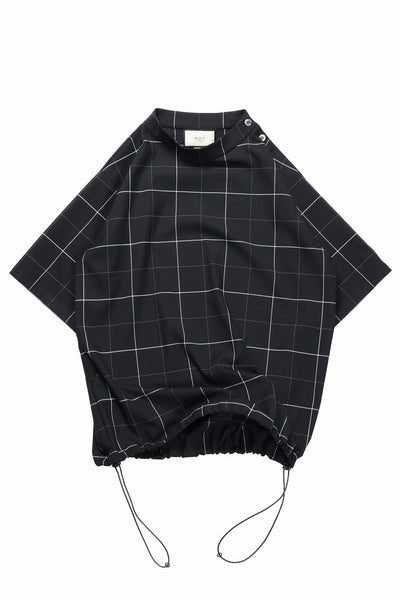N/07 exclusive MOCK NECK HALF SLEEVE PULLOVER / WINDOWPANE CHECK TR TWILL (BLACK)