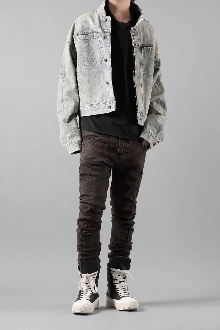 画像をギャラリービューアに読み込む, masnada LAYERED POCKET SLIM JEANS / STRETCH DENIM (BLACK CLAY)