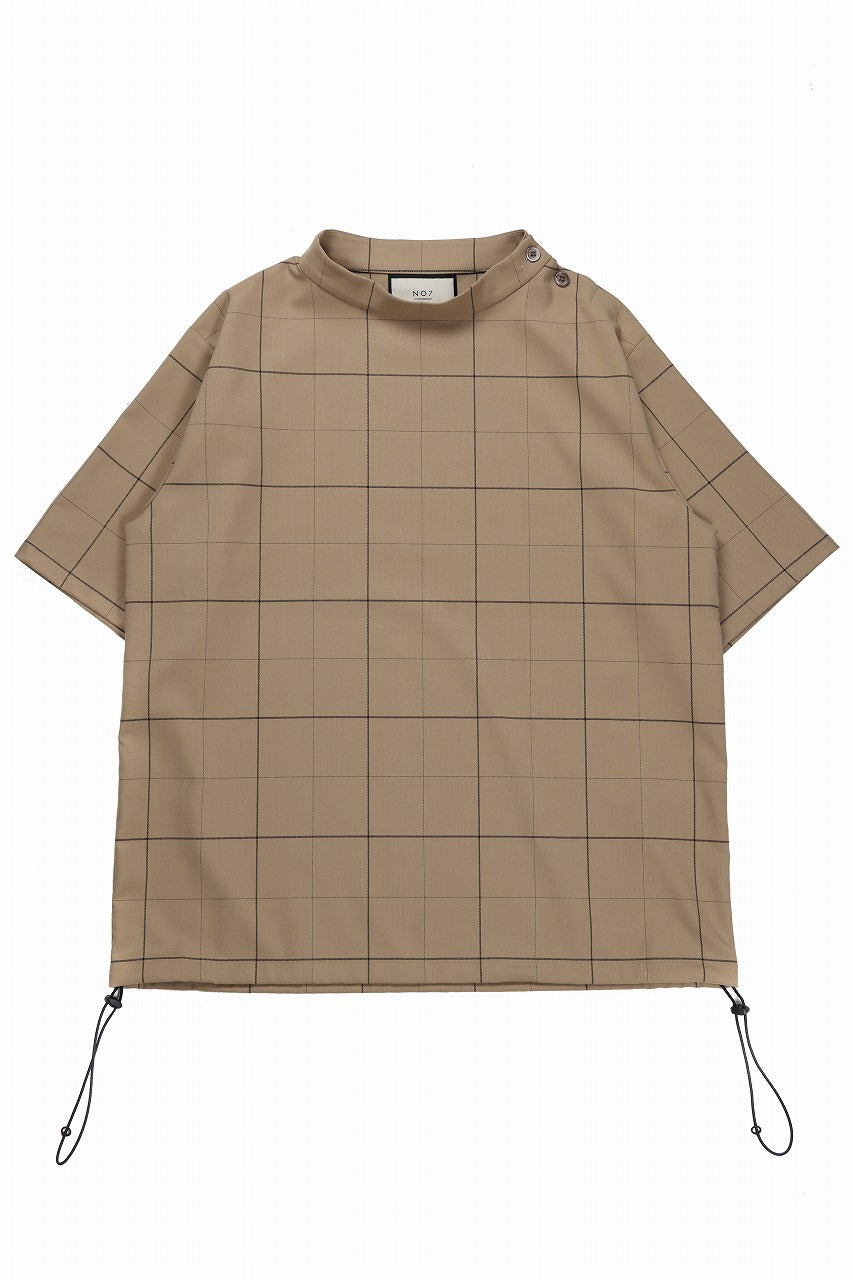 画像をギャラリービューアに読み込む, N/07 exclusive MOCK NECK HALF SLEEVE PULLOVER / WINDOWPANE CHECK TR TWILL (BEIGE)