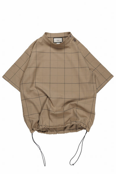 N/07 exclusive MOCK NECK HALF SLEEVE PULLOVER / WINDOWPANE CHECK TR TWILL (BEIGE)
