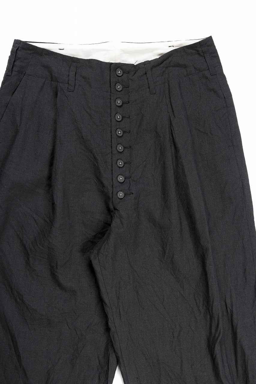 Load image into Gallery viewer, KLASICA "VICTOR" BACK SEAM TAPERED TROUSERS / "END ON END" SUPER 120's WOOL x HEMP (MATT BLACK)
