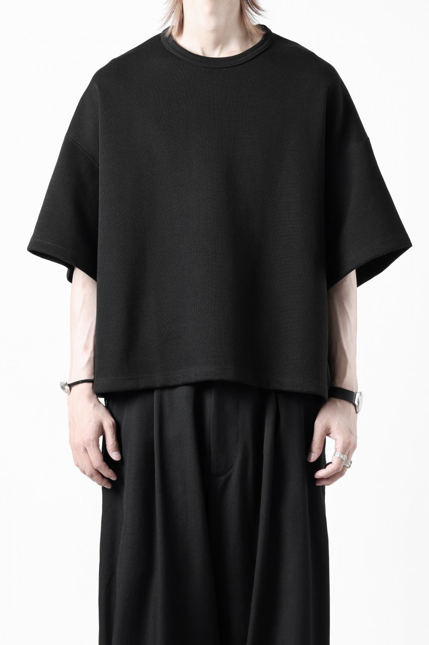 画像をギャラリービューアに読み込む, N/07 OVERSIZE TOP / RIBBED CARDBOARD KNIT JERSEY (BLACK)