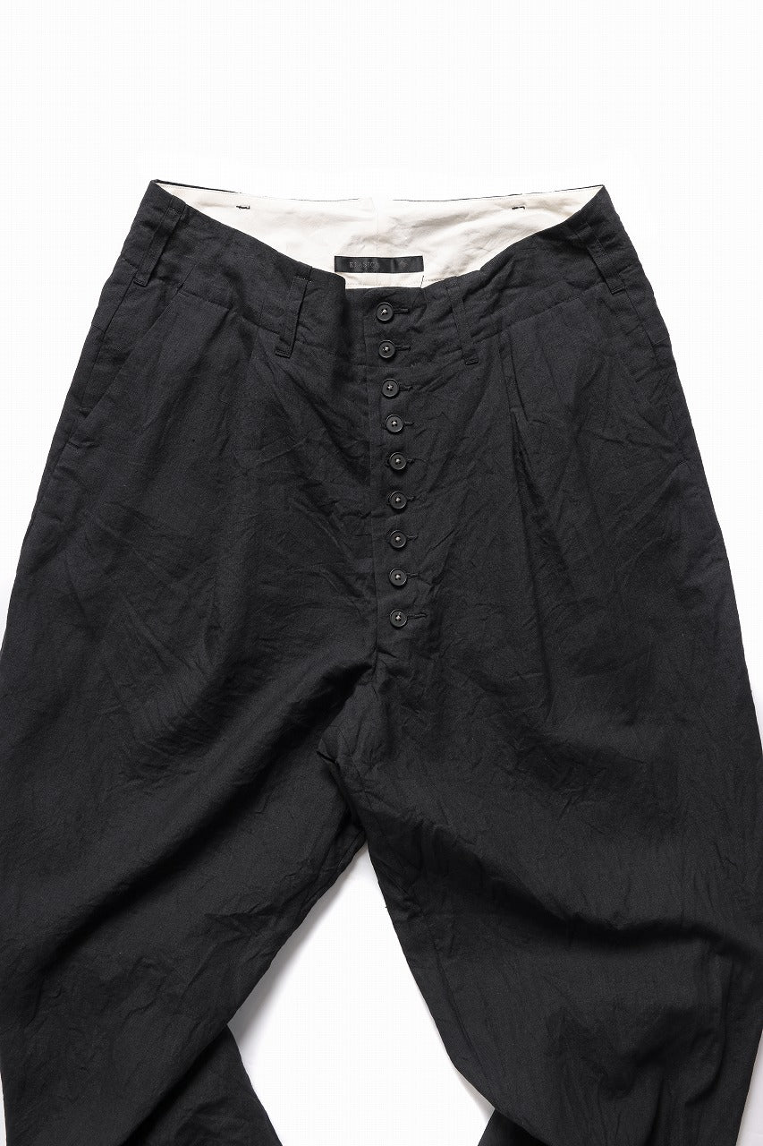 Load image into Gallery viewer, KLASICA "VICTOR" BACK SEAM TAPERED TROUSERS / "END ON END" SUPER 120's WOOL x HEMP (MATT BLACK)