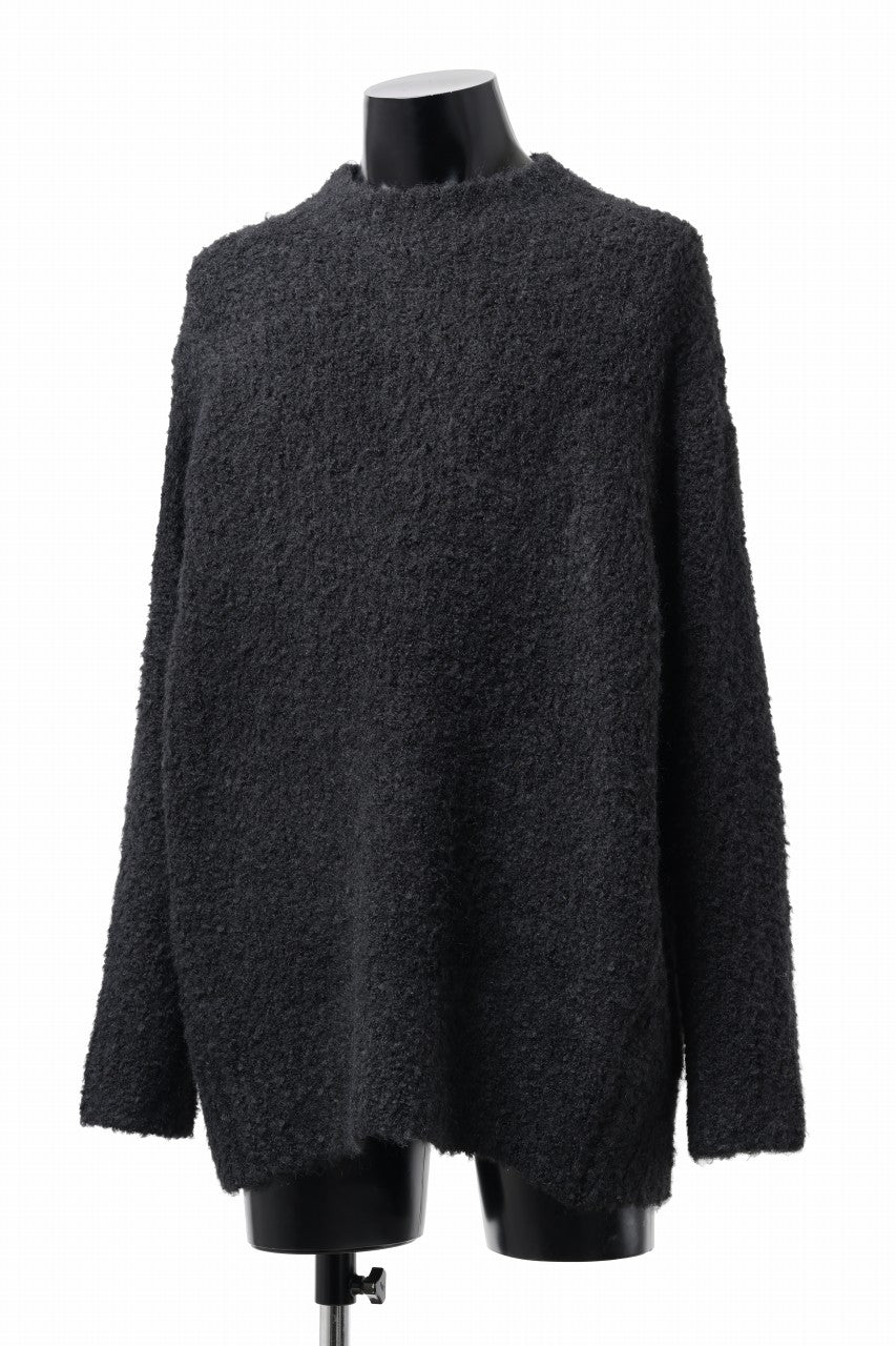 画像をギャラリービューアに読み込む, th products Inflated Oversized Crew / 1/4.5 kasuri loop knit (black)