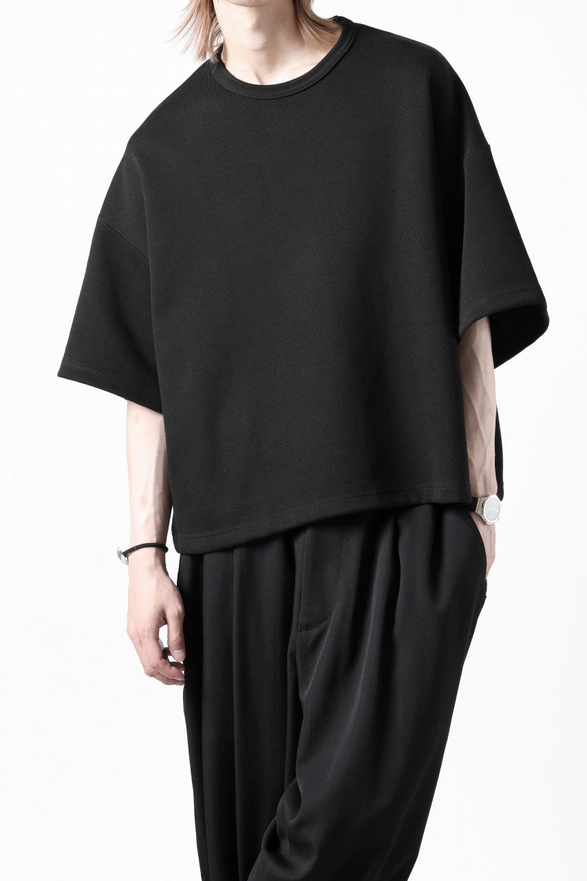 画像をギャラリービューアに読み込む, N/07 OVERSIZE TOP / RIBBED CARDBOARD KNIT JERSEY (BLACK)