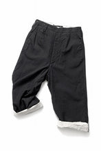 画像をギャラリービューアに読み込む, KLASICA "GALWAY" CUT OFF BOLD STRAIGHT TROUSERS / "END ON END" SUPER 120's WOOL x HEMP (MATT BLACK)