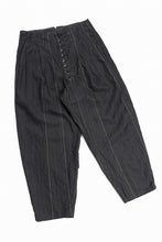 画像をギャラリービューアに読み込む, KLASICA "VICTOR" BACK SEAM TAPERED TROUSERS / LIGHT WEIGHT DARK RANDOM STRIPE RAMIE (IRON STRIPE)