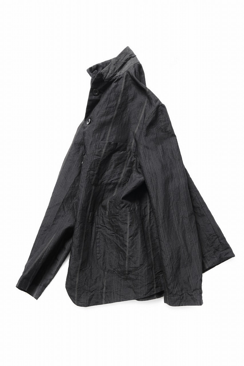 画像をギャラリービューアに読み込む, KLASICA exclusive "KLING" SINGLE LAYER 3 POCKET BLAZER / LIGHT WEIGHT DARK RANDOM STRIPE RAMIE (IRON STRIPES)