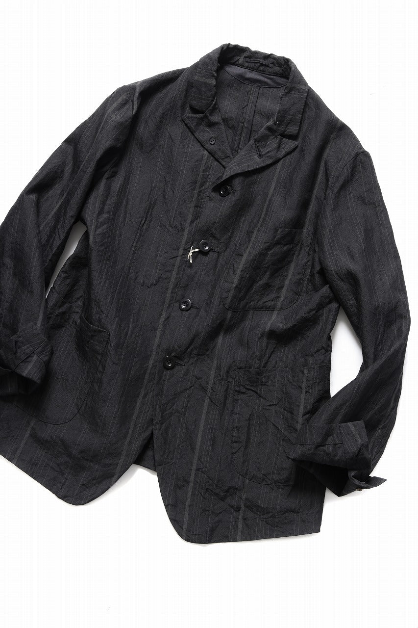 画像をギャラリービューアに読み込む, KLASICA exclusive "KLING" SINGLE LAYER 3 POCKET BLAZER / LIGHT WEIGHT DARK RANDOM STRIPE RAMIE (IRON STRIPES)