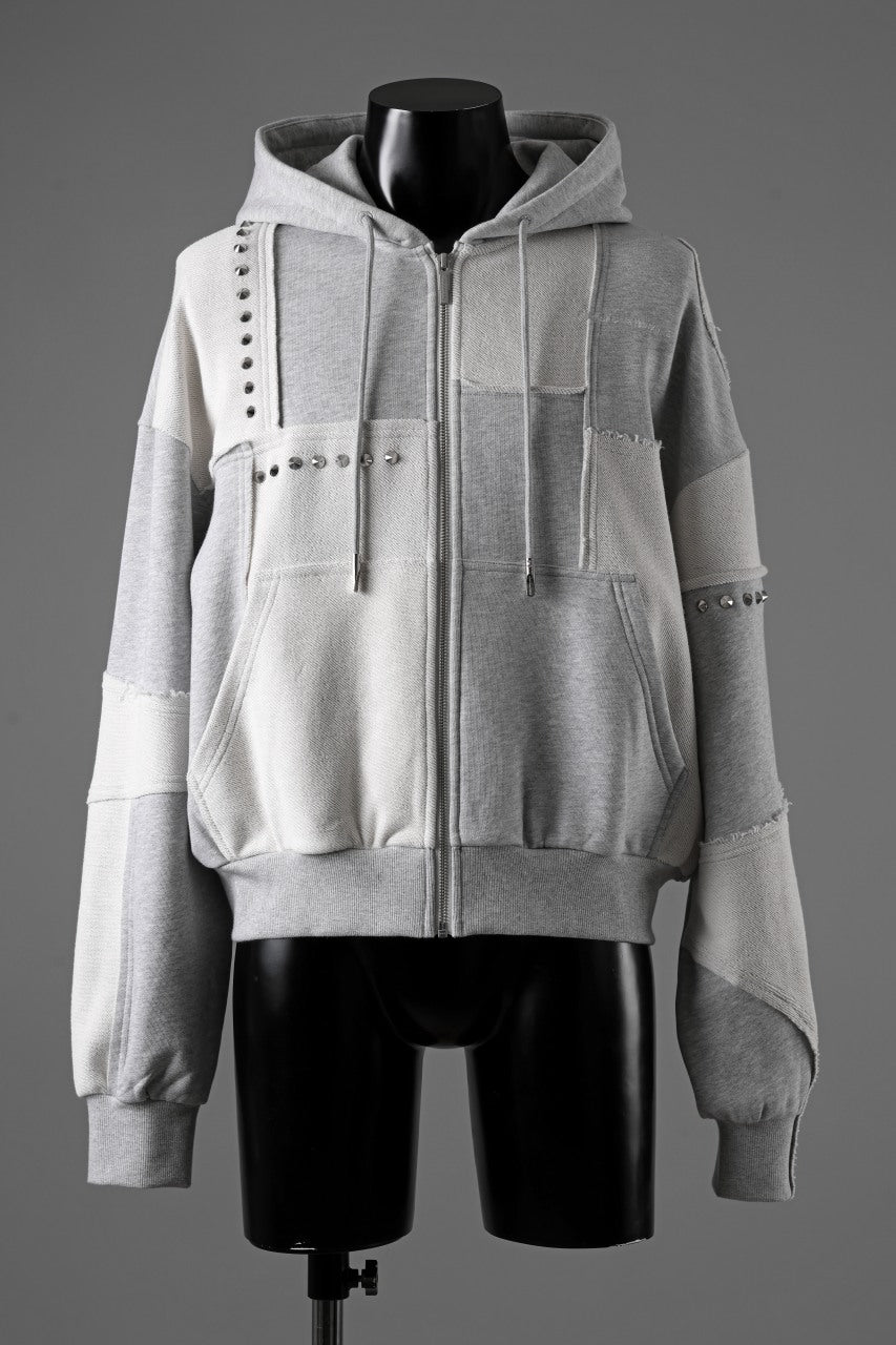 画像をギャラリービューアに読み込む, Feng Chen Wang PANELLED FULL ZIP HOODIE (GREY)