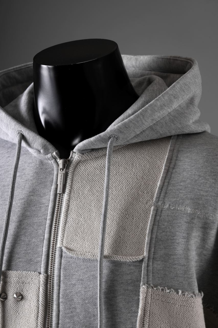 画像をギャラリービューアに読み込む, Feng Chen Wang PANELLED FULL ZIP HOODIE (GREY)