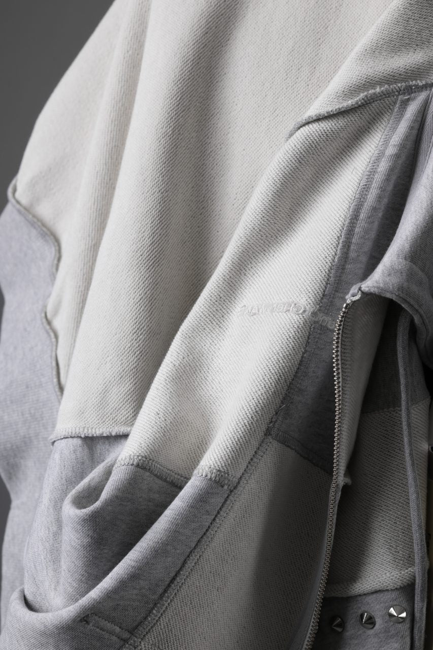 画像をギャラリービューアに読み込む, Feng Chen Wang PANELLED FULL ZIP HOODIE (GREY)