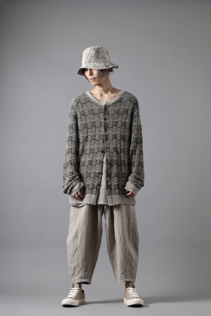 画像をギャラリービューアに読み込む, YUTA MATSUOKA round neck knit cardigan / hemp &amp; EU linen links knit (ecru)