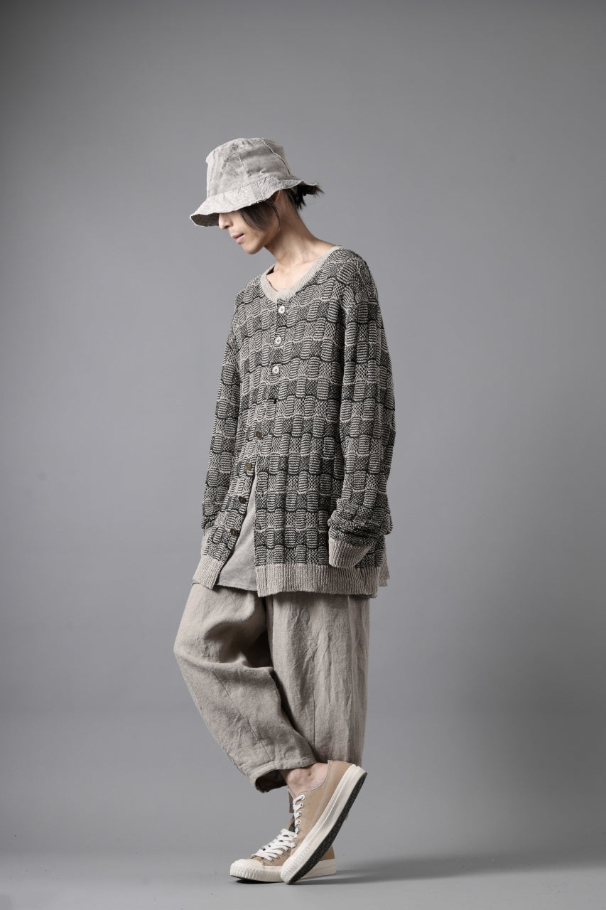 YUTA MATSUOKA round neck knit cardigan / hemp & EU linen links knit (ecru)