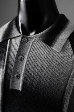 画像をギャラリービューアに読み込む, Feng Chen Wang DECONSTRUCTED GRADIENT KNIT-POLO (GREY TONE/MULTI)