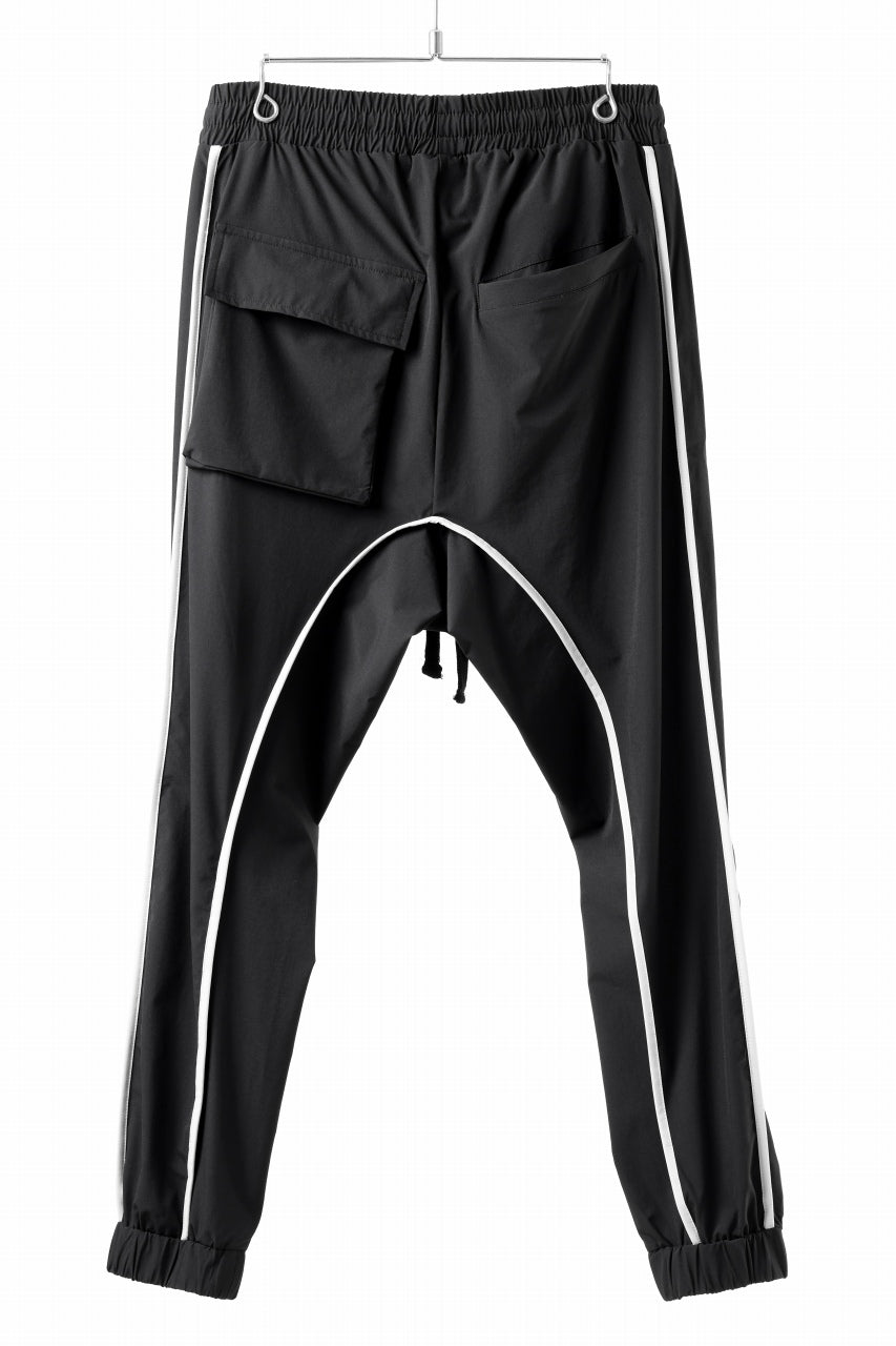 画像をギャラリービューアに読み込む, thom/krom DROP CROTCH TROUSERS / ELASTIC NYLON + REFLECTION PIPING (BLACK)