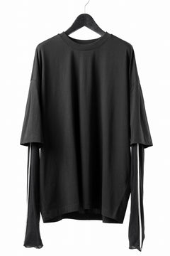 画像をギャラリービューアに読み込む, thom/krom OVERSIZED LAYER PIPING SLEEVE TEE / COTTON JERSEY (BLACK)