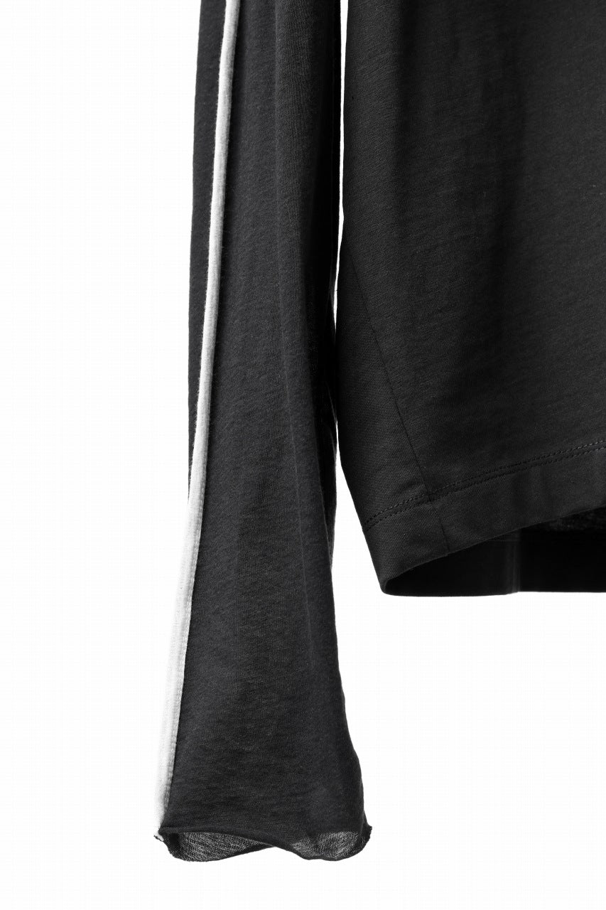 画像をギャラリービューアに読み込む, thom/krom OVERSIZED LAYER PIPING SLEEVE TEE / COTTON JERSEY (BLACK)