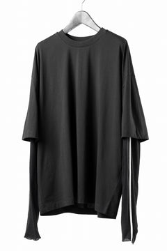 画像をギャラリービューアに読み込む, thom/krom OVERSIZED LAYER PIPING SLEEVE TEE / COTTON JERSEY (BLACK)