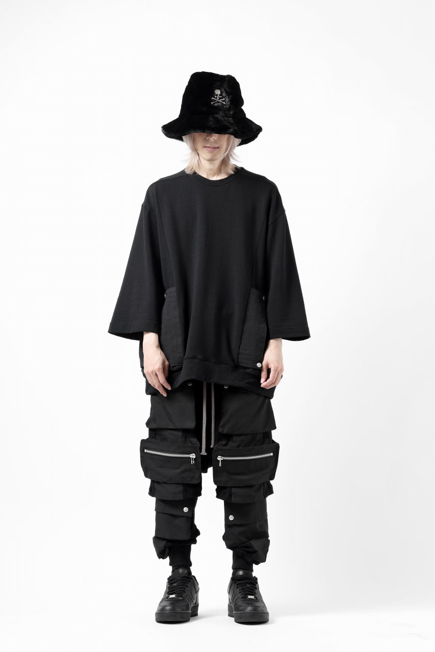 画像をギャラリービューアに読み込む, A.F ARTEFACT FLAP-DETAIL COMBINATION TOPS (BLACK)