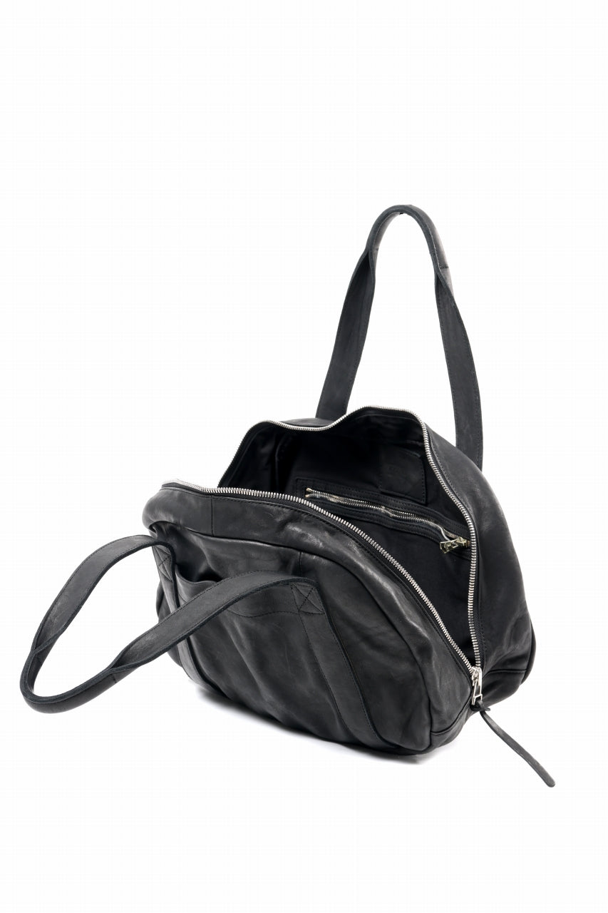 Load image into Gallery viewer, ISAMU KATAYAMA BACKLASH DOUBLE SHOULDER GARMENT-DYED OVERNIGHT BAG (BLACK)