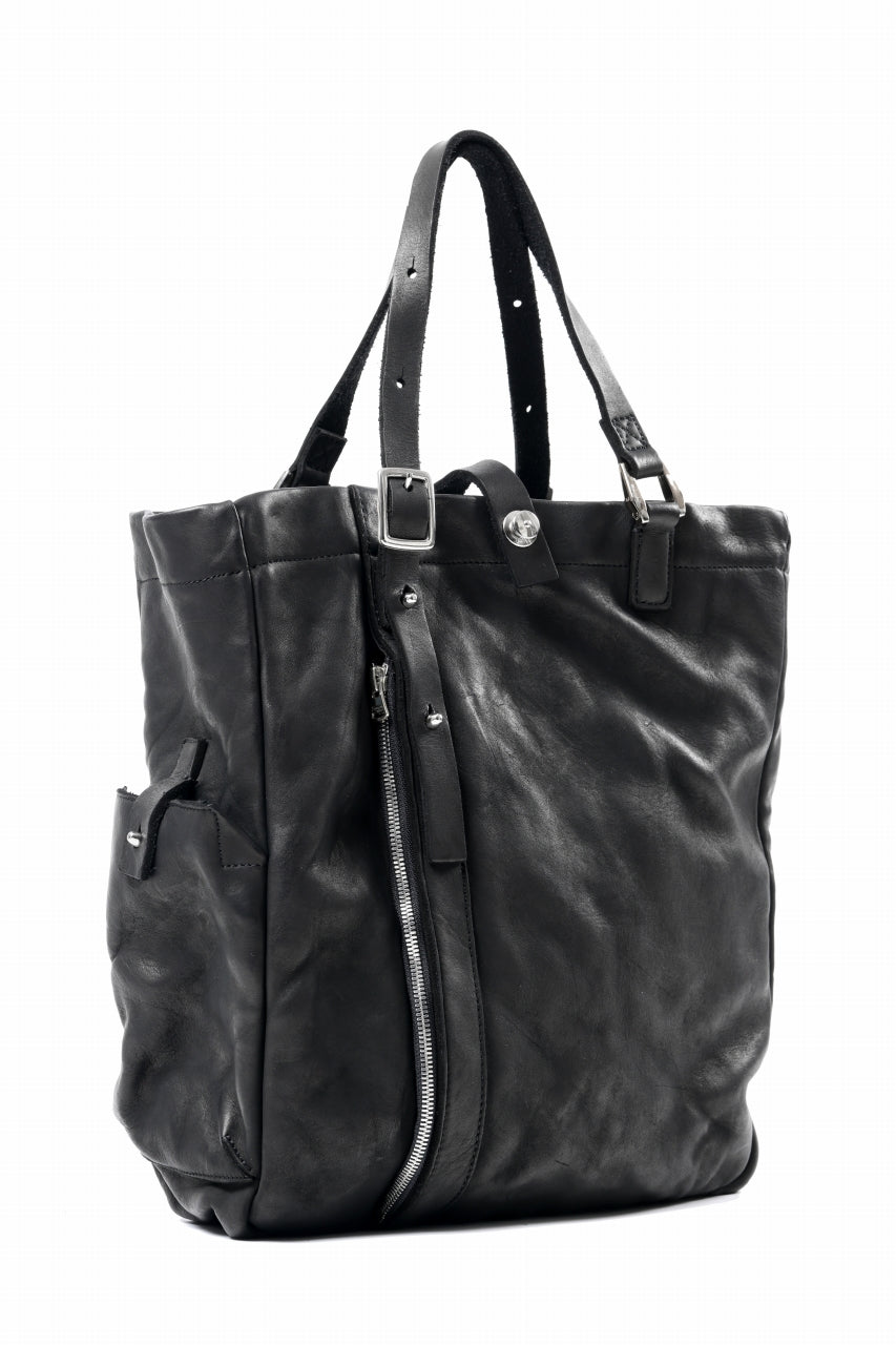 Load image into Gallery viewer, ISAMU KATAYAMA BACKLASH ZIP TOTE BAG / OBJECT DYED JAPAN ROUGH STEER (BLACK)