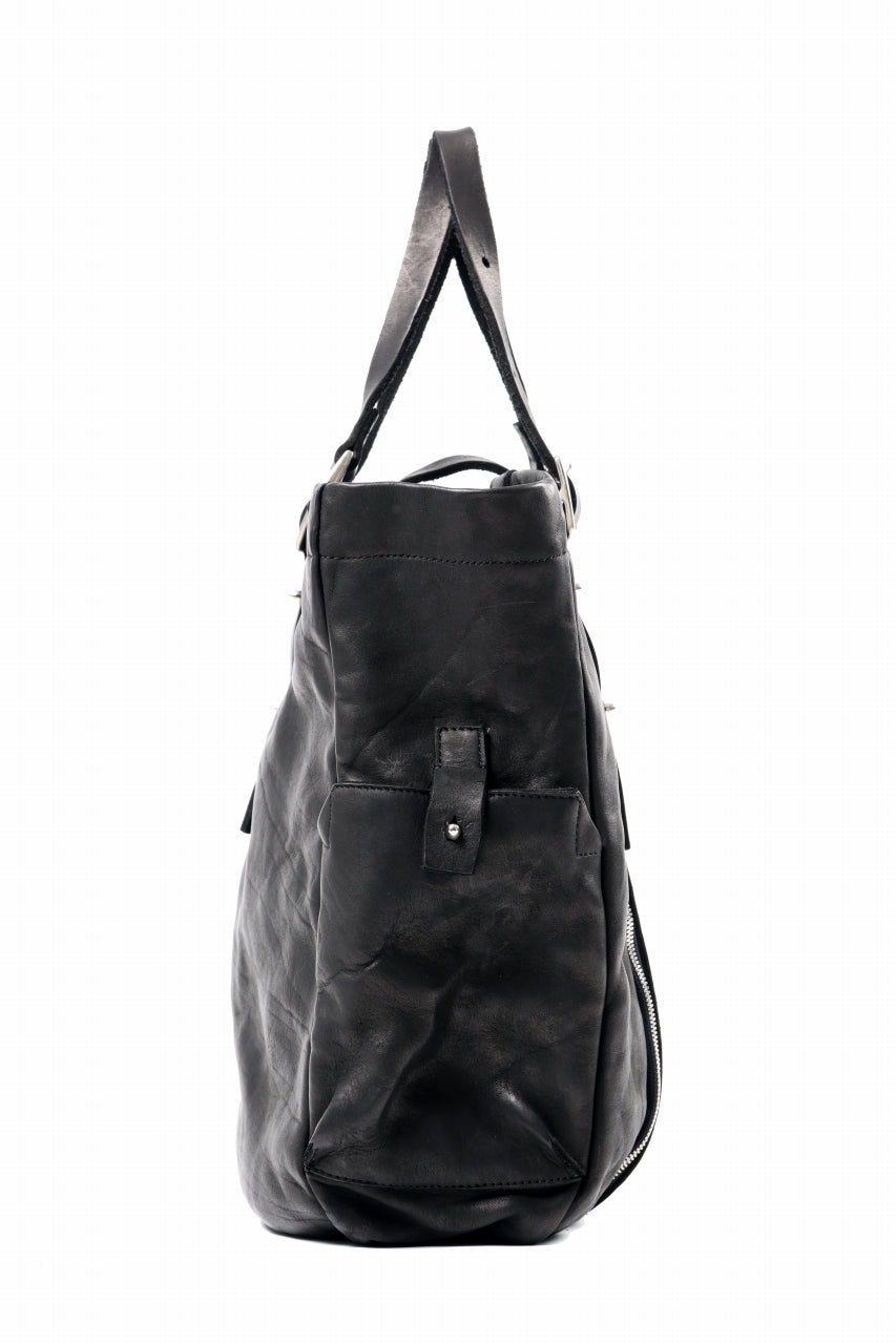 Load image into Gallery viewer, ISAMU KATAYAMA BACKLASH ZIP TOTE BAG / OBJECT DYED JAPAN ROUGH STEER (BLACK)