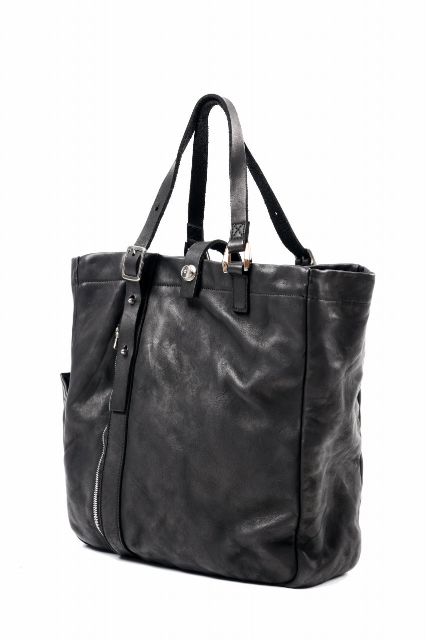 Load image into Gallery viewer, ISAMU KATAYAMA BACKLASH ZIP TOTE BAG / OBJECT DYED JAPAN ROUGH STEER (BLACK)