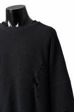 画像をギャラリービューアに読み込む, A.F ARTEFACT DAMAGE LAYERED PULLOVER / WAFFLE COTTON JERSEY (BLACK)