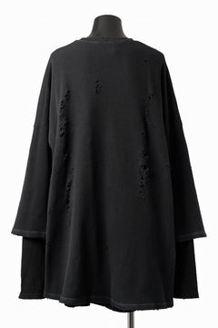 画像をギャラリービューアに読み込む, A.F ARTEFACT DAMAGE LAYERED PULLOVER / WAFFLE COTTON JERSEY (BLACK)