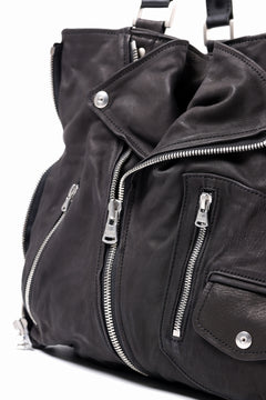 Load image into Gallery viewer, ISAMU KATAYAMA BACKLASH JAPAN CALF GARMENT-WASH RIDERS TOTE BAG (BLACK)