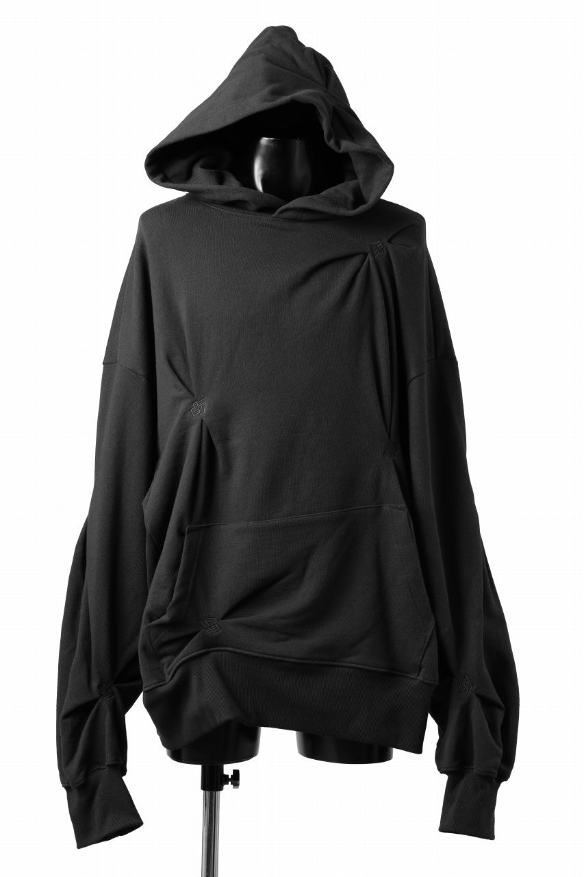 画像をギャラリービューアに読み込む, A.F ARTEFACT RANDOM TUCK EMBROIDERY SWEAT HOODIE (BLACK)