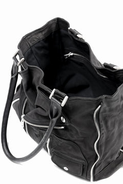 Load image into Gallery viewer, ISAMU KATAYAMA BACKLASH JAPAN CALF GARMENT-WASH RIDERS TOTE BAG (BLACK)