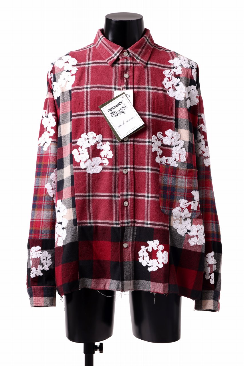 画像をギャラリービューアに読み込む, READYMADE x DENIM TEARS COTTON WREATH CHECK SHIRT (RED)