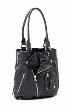 Load image into Gallery viewer, ISAMU KATAYAMA BACKLASH JAPAN CALF GARMENT-WASH RIDERS TOTE BAG (BLACK)