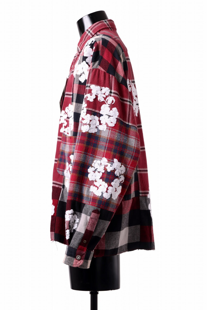画像をギャラリービューアに読み込む, READYMADE x DENIM TEARS COTTON WREATH CHECK SHIRT (RED)
