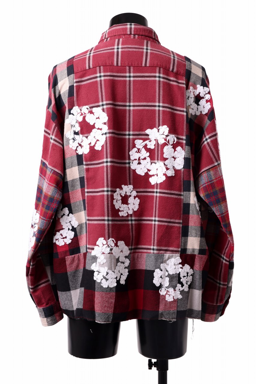 画像をギャラリービューアに読み込む, READYMADE x DENIM TEARS COTTON WREATH CHECK SHIRT (RED)
