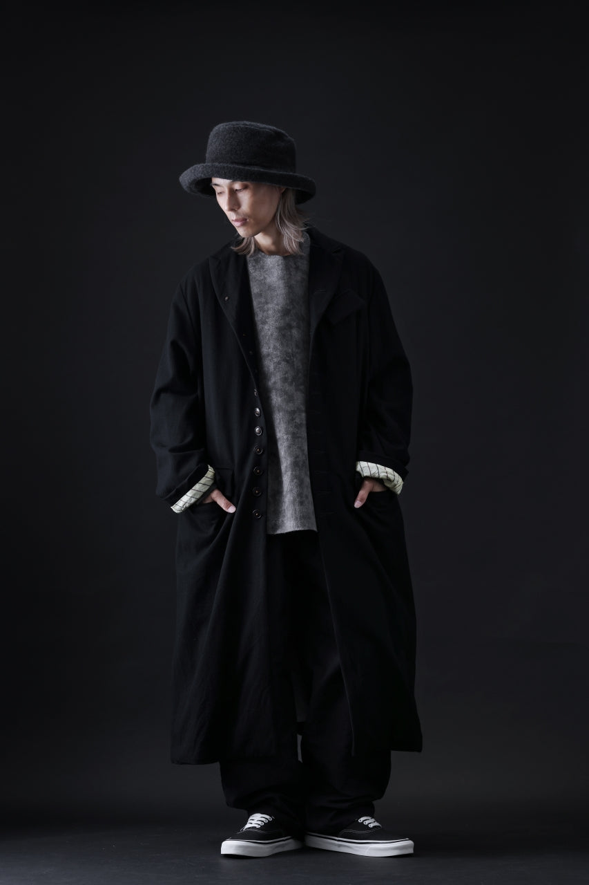 画像をギャラリービューアに読み込む, KLASICA SIGLO 10 BUTTONS OLD COAT / COMPRESSION GABARDINE WOOL (BLACK)