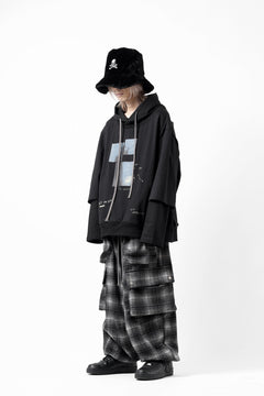 画像をギャラリービューアに読み込む, A.F ARTEFACT HEM-STRING WIDE CARGO PANTS / OMBRE FLANNEL(BLACK x WHITE)
