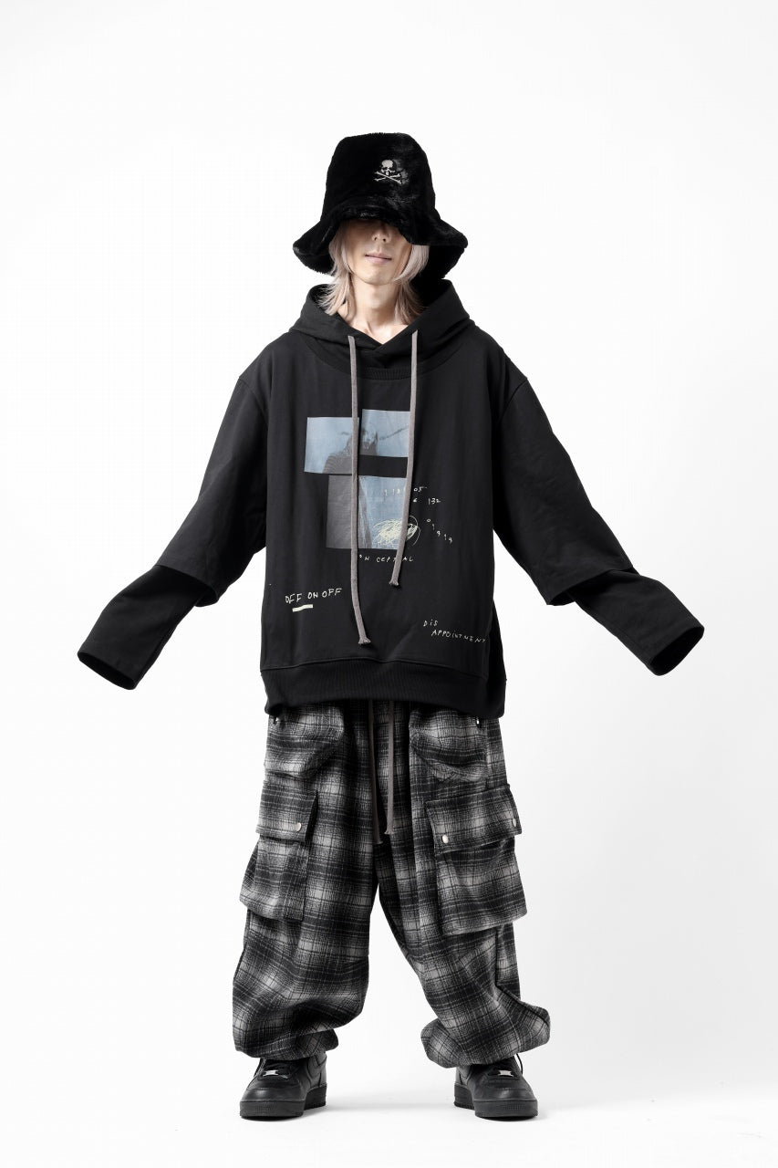 画像をギャラリービューアに読み込む, A.F ARTEFACT HEM-STRING WIDE CARGO PANTS / OMBRE FLANNEL(BLACK x WHITE)