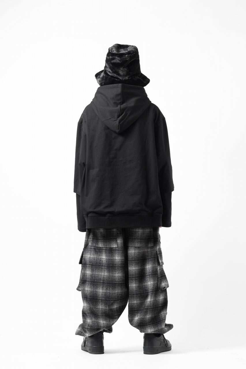 画像をギャラリービューアに読み込む, A.F ARTEFACT HEM-STRING WIDE CARGO PANTS / OMBRE FLANNEL(BLACK x WHITE)