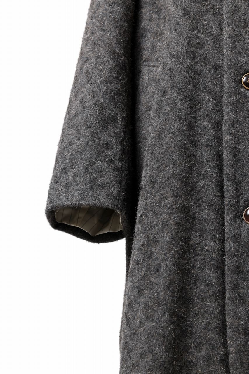 YUTA MATSUOKA wrap hooded coat / quill texture wool (dark gray)